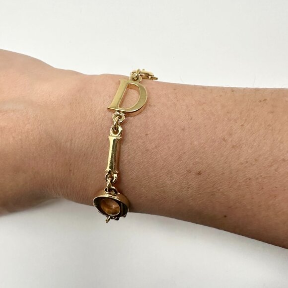 CHRISTIAN DIOR LOGO PARIS GOLD TONE BRACELET - Picture 4 of 4
